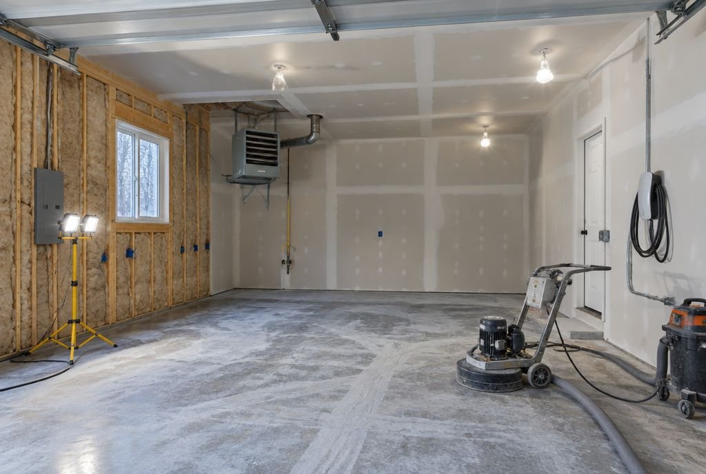 A garage renovation in progress