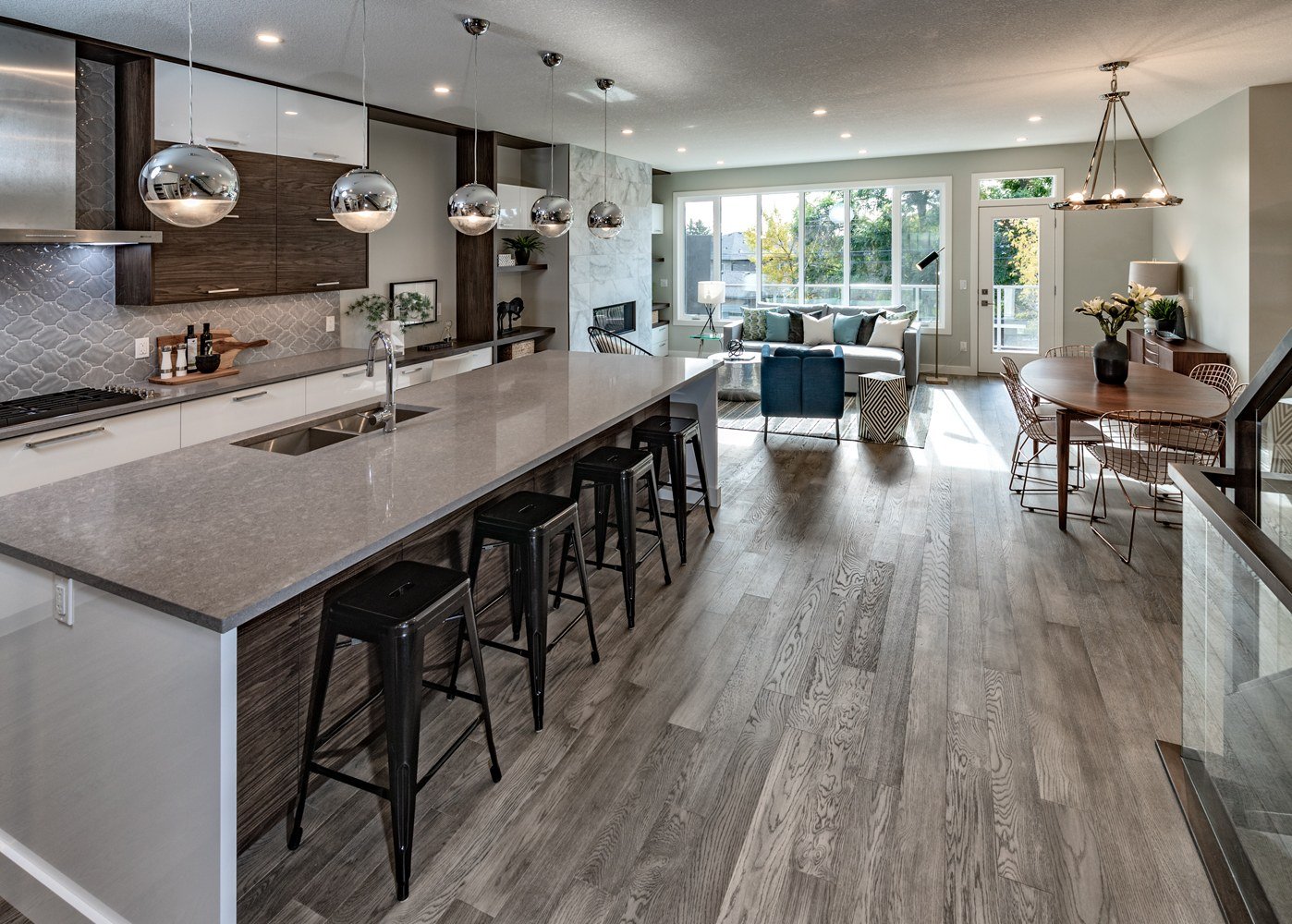 Kitchen island in a Kay2 custom home, Bridgeland